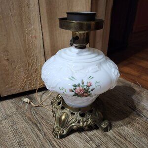Vintage phoenix wild rose milk Gone with the Wind hurricane lamp bottom base